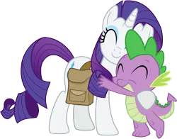 Size: 10000x7849 | Tagged: safe, artist:sonnatora, derpibooru import, rarity, spike, inspiration manifestation, absurd resolution, female, hug, male, shipping, simple background, sparity, spikelove, straight, transparent background, vector