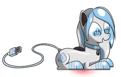 Size: 1900x1200 | Tagged: artist:riokenng3, bell, bell collar, click, collar, commission, computer mouse, derpibooru import, oc, oc:stripe shine, safe, transformation, unofficial characters only, usb, usb tail