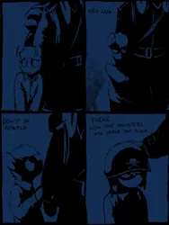 Size: 960x1280 | Tagged: anthro, artist:gordonfreeguy, clothes, comic:chistilishe, derpibooru import, dialogue, donkey, grimdark, male, monochrome, oc, uniform, unofficial characters only, war