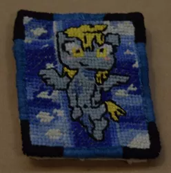 Size: 500x504 | Tagged: safe, artist:mabu, derpibooru import, derpy hooves, pegasus, pony, craft, cross stitch, embroidery, female, flight, mare, needlepoint, stitches, traditional art, travelling pony museum