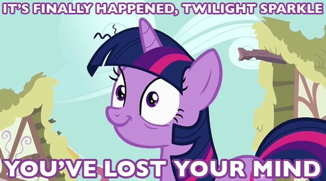 Size: 635x352 | Tagged: safe, derpibooru import, edit, edited screencap, screencap, twilight sparkle, caption, image macro, insanity, meme, solo, the simpsons, twilight snapple