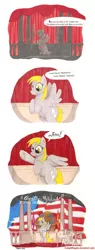 Size: 872x2285 | Tagged: safe, artist:foxxy-arts, derpibooru import, derpy hooves, pegasus, pony, american flag, comic, disneyland, female, flag, great moments with mr. lincoln, mare, muffin, national flag, solo, traditional art