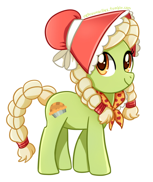 Size: 676x803 | Tagged: safe, artist:tsurime, derpibooru import, granny smith, earth pony, pony, adorasmith, bonnet, cute, female, looking at you, solo, young granny smith, younger