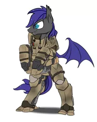 Size: 800x1000 | Tagged: safe, artist:slouping, derpibooru import, oc, oc:au hasard, bat pony, pony, armor, call of duty, call of duty advanced warfare, crossover, powered exoskeleton, soldier