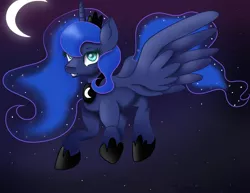 Size: 6550x5050 | Tagged: safe, artist:tuxisthename, derpibooru import, princess luna, absurd resolution, flying, moon, solo