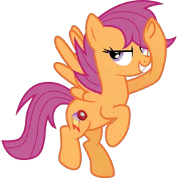 Size: 8000x8000 | Tagged: absurd resolution, alternate cutie mark, artist:strawberry-pannycake, bedroom eyes, derpibooru import, flying, grin, looking at you, older, safe, scootaloo, simple background, smiling, smirk, solo, spread wings, svg, transparent background, vector
