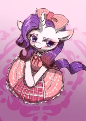 Size: 1280x1810 | Tagged: artist:yajima, bow, clothes, country lolita, derpibooru import, dress, lolita fashion, rarity, safe, solo, sweet lolita