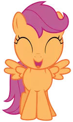 Size: 1600x2664 | Tagged: artist:invictusnoctis, cute, cutealoo, derpibooru import, eyes closed, happy, open mouth, safe, scootaloo, simple background, smiling, solo, transparent background, vector
