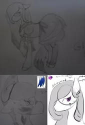 Size: 679x1000 | Tagged: safe, artist:mabu, derpibooru import, oc, oc:glimmer wish, unofficial characters only, pony, burned, digital art, fancy, feedback requested, female, glasses, mare, mixed media, sketchbook, traditional art, why not