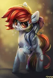 Size: 856x1241 | Tagged: safe, artist:carligercarl, derpibooru import, rainbow dash, pegasus, pony, chest fluff, cute, dust, fluffy, heart, leg fluff, one hoof raised, raised hoof, solo