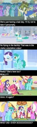 Size: 1000x3444 | Tagged: amethyst star, applejack, berry punch, berryshine, bon bon, carrot top, cherry berry, clothes, cloud kicker, coco crusoe, comic, derpibooru import, doctor whooves, dress, edit, edited screencap, fluttershy, golden harvest, lemon hearts, linky, lyra heartstrings, mane six, minuette, pinkie pie, pokey pierce, ponet, rainbow dash, rainbowshine, rarity, safe, screencap, shoeshine, spring melody, sprinkle medley, sunshower raindrops, sweetie drops, time turner, twilight sparkle, twinkleshine