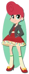 Size: 354x900 | Tagged: artist:taritoons, clothes, derpibooru import, dress, human, humanized, humanized oc, lineless, oc, oc:fairy bread, offspring, parent:cheese sandwich, parent:pinkie pie, parents:cheesepie, pompadour, rockabilly, safe, simple background, solo, transparent background, unofficial characters only