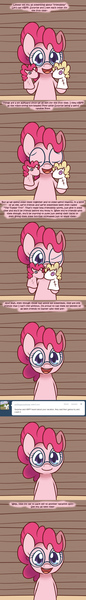 Size: 600x4200 | Tagged: safe, artist:solar-slash, derpibooru import, pinkie pie, surprise, ask pinkie pie solutions, ask, comic, g1, glasses, puppet, tumblr