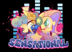 Size: 1024x743 | Tagged: artist:parfywarfy, derpibooru import, fluttershy, friendshipping, headphones, safe, sapphire shores, welovefine