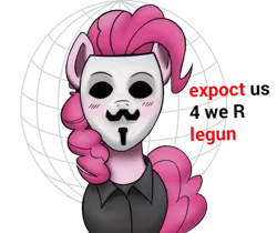 Size: 900x756 | Tagged: anonymous, aponymous, artist:anearbyanimal, derpibooru import, guy fawkes mask, legion, pinkie pie, safe, solo