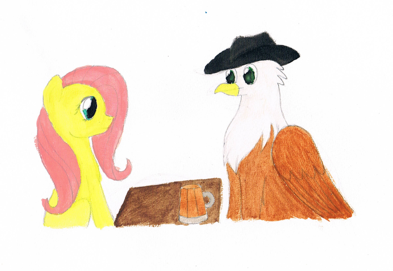 Size: 1024x708 | Tagged: artist:fred7162, derpibooru import, fluttershy, oc, oc:geoff, safe