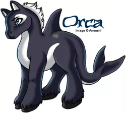 Size: 400x358 | Tagged: safe, artist:anonshi, derpibooru import, oc, oc:orca, unofficial characters only, hybrid, orca, orca pony, original species, pony, simple background, solo, white background