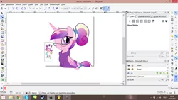 Size: 1366x768 | Tagged: alternate hairstyle, artist:briskby, clothes, derpibooru import, fl studio, german, gimp, glasses, paint tool sai, ponyscape, ponytail, princess cadance, safe, skype, steam, sweater, vector, wip