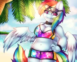 Size: 1280x1040 | Tagged: anthro, artist:mixipony, breasts, busty rainbow dash, cleavage, clothes, derpibooru import, female, rainbow dash, safe, solo, sunglasses, swimsuit