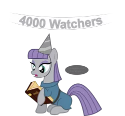 Size: 2966x2739 | Tagged: artist:zacatron94, book, derpibooru import, fifty shades of grey, hat, high res, maud pie, milestone, party hat, safe, simple background, solo, transparent background, vector