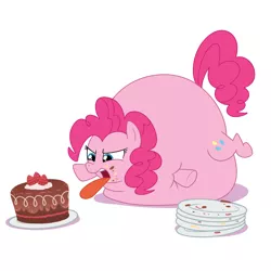 Size: 1200x1200 | Tagged: artist:diablo2000, cake, cute, derpibooru import, fat, immobile, inflation, obese, piggy pie, pinkie pie, pudgy pie, safe, stuffed