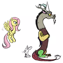 Size: 2805x2803 | Tagged: abuse, angel bunny, angry, animal, artist:apilsinn, dead source, derpibooru import, discord, discordabuse, draconequus, dunce hat, female, fluttershy, fluttershy is not amused, flying, hat, male, mare, pegasus, punishment, rabbit, safe, unamused