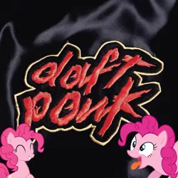 Size: 600x600 | Tagged: safe, derpibooru import, pinkie pie, album, album cover, cover, daft punk, eyes closed, grin, homework, open mouth, parody, ponk, ponkie poy, pun, smiling, tongue out, wide eyes