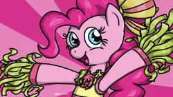 Size: 1280x720 | Tagged: artist:elzielai, cheerleader, derpibooru import, pinkie pie, safe, solo