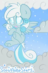 Size: 500x750 | Tagged: artist:starlightlore, cloud, cloudy, cute, derpibooru import, oc, oc:snowdrop, safe, snow, snowbetes, snowfall, unofficial characters only