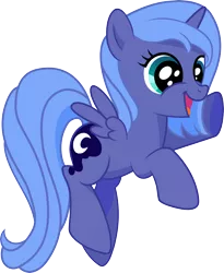 Size: 2500x3055 | Tagged: safe, artist:strawberrythefox1452, derpibooru import, princess luna, cute, filly, happy, lunabetes, simple background, smiling, solo, transparent background, vector, woona