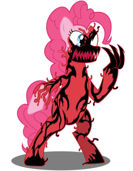 Size: 1024x1320 | Tagged: artist:gamerpen, carnage, crossover, derpibooru import, pinkie pie, safe, solo, spider-man, symbiote, symbiote pony, xk-class end-of-the-world scenario