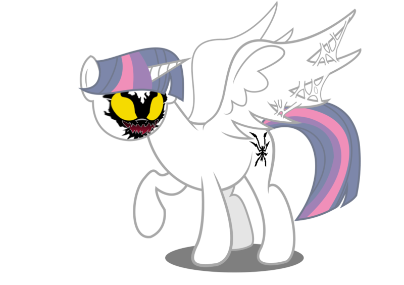 Size: 1064x750 | Tagged: safe, artist:gamerpen, derpibooru import, twilight sparkle, twilight sparkle (alicorn), alicorn, pony, anti-venom, crossover, female, mare, marvel, marvel comics, possessed, spider-man, symbiote, symbiote pony