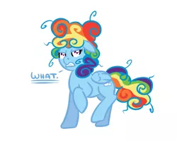 Size: 800x640 | Tagged: safe, derpibooru import, rainbow dash, pony, alternate hairstyle, angry, bad hair day, messy mane, raised hoof, solo