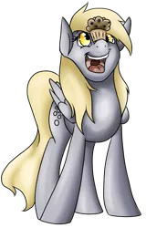 Size: 497x776 | Tagged: safe, artist:baffleddingo, derpibooru import, derpy hooves, pegasus, pony, balancing, cute, derpabetes, eyes on the prize, female, happy, mare, muffin, open mouth, ponies balancing stuff on their nose, simple background, smiling, solo, that pony sure does love muffins, transparent background