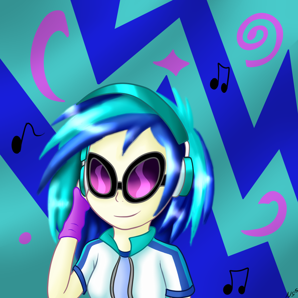 Size: 1300x1300 | Tagged: safe, artist:novaspark, derpibooru import, vinyl scratch, equestria girls, solo