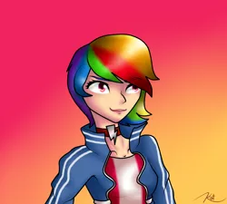 Size: 1000x900 | Tagged: artist:kayak94, derpibooru import, human, humanized, rainbow dash, safe, solo