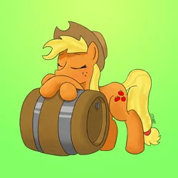 Size: 2000x2000 | Tagged: safe, artist:ultimiant, derpibooru import, applejack, barrel, sleepy, solo