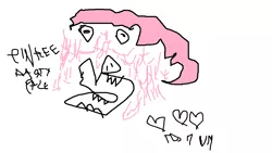 Size: 1152x648 | Tagged: 1000 hours in ms paint, derpibooru import, faic, heart, misspelling, ms paint, pinkie pie, safe, solo, stylistic suck, wat, wtf