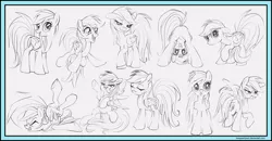 Size: 13314x6917 | Tagged: safe, artist:uminanimu, derpibooru import, rainbow dash, 3:, absurd resolution, angry, bedroom eyes, eyes closed, floppy ears, gritted teeth, happy, :o, open mouth, raised hoof, scrunchy face, sketch, smiling, smirk, spread wings
