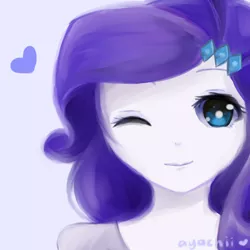 Size: 1024x1024 | Tagged: safe, artist:ayachiichan, derpibooru import, rarity, equestria girls, solo, wink