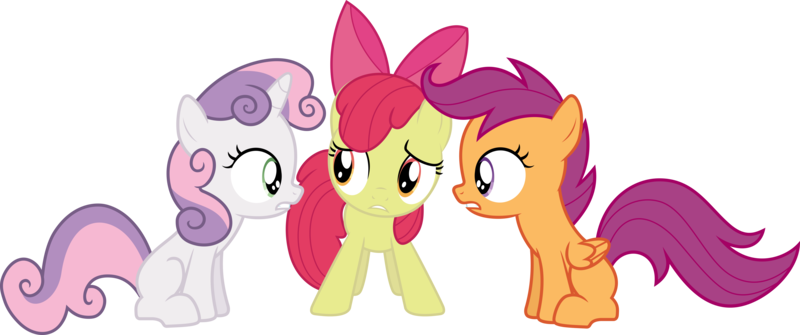 Size: 7170x3000 | Tagged: apple bloom, artist:fukaketsu, cutie mark crusaders, derpibooru import, one bad apple, safe, scootaloo, simple background, .svg available, sweetie belle, transparent background, vector, worried