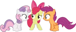 Size: 7170x3000 | Tagged: apple bloom, artist:fukaketsu, cutie mark crusaders, derpibooru import, one bad apple, safe, scootaloo, simple background, .svg available, sweetie belle, transparent background, vector, worried