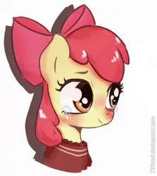 Size: 623x700 | Tagged: safe, artist:239asd, derpibooru import, apple bloom, earth pony, pony, adorabloom, blushing, bust, cute, female, filly, solo