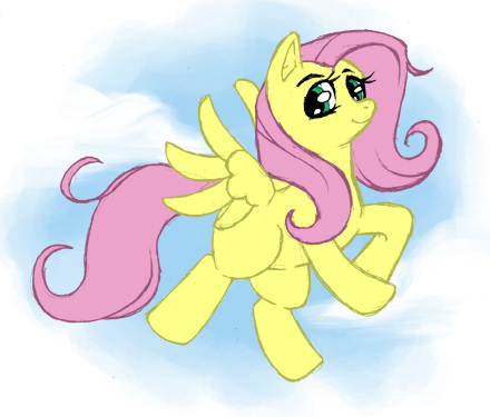 Size: 440x375 | Tagged: artist:shonen-shonen, cloud, cloudy, derpibooru import, fluttershy, flying, safe, sky