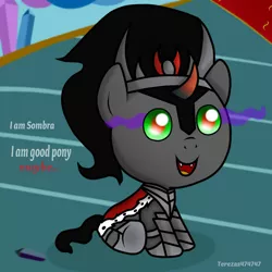Size: 1000x1000 | Tagged: safe, artist:terezas474747, derpibooru import, king sombra, pony, baby, baby pony, colt, colt sombra, cute, male, solo, sombradorable