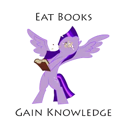 Size: 7408x6983 | Tagged: safe, artist:liracrown, derpibooru import, twilight sparkle, twilight sparkle (alicorn), alicorn, pony, absurd resolution, bibliovore, bipedal, book, eating, female, hoof hold, mare, pica, sharp teeth, simple background, solo, spread wings, transparent background