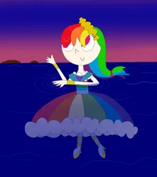 Size: 992x1120 | Tagged: artist:04startyonlinebc88, clothes, derpibooru import, dress, gala dress, human, humanized, parachute, paraskirt, rainbow dash, safe, swimming, wet mane