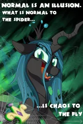 Size: 1024x1536 | Tagged: safe, artist:dangercloseart, derpibooru import, queen chrysalis, grin, looking at you, open mouth, solo