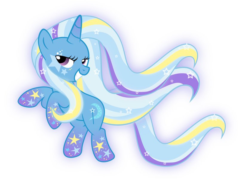 Size: 3000x2258 | Tagged: safe, artist:xebck, derpibooru import, trixie, pony, saiyan, unicorn, dragon ball z, female, image, mare, png, rainbow power, rainbow power-ified, simple background, solo, super saiyan, transparent background, vector