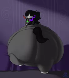 Size: 1022x1160 | Tagged: suggestive, artist:calorie, derpibooru import, king sombra, pony, umbrum, unicorn, bedroom eyes, bhm, fat, impossibly large butt, male, morbidly obese, obese, plot, solo, solo male, sombutt
